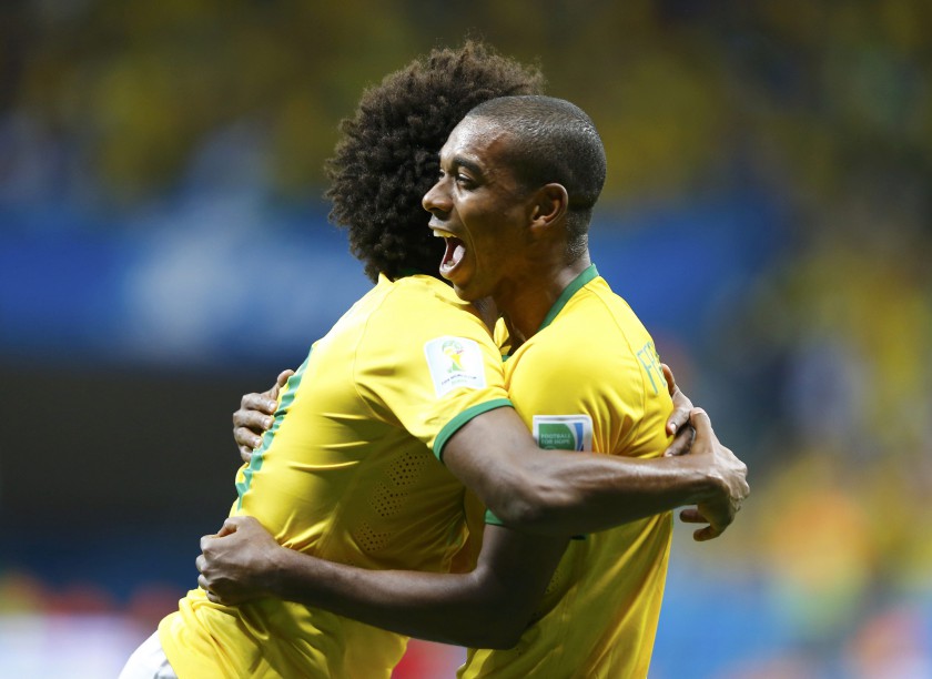 File picture shows Brazilu00e2u20acu2122s Fernandinho (right) celebrating with Willian after scoring a goal during their match against Cameroon in Brasilia June 23, 2014. u00e2u20acu201d Reuters pic