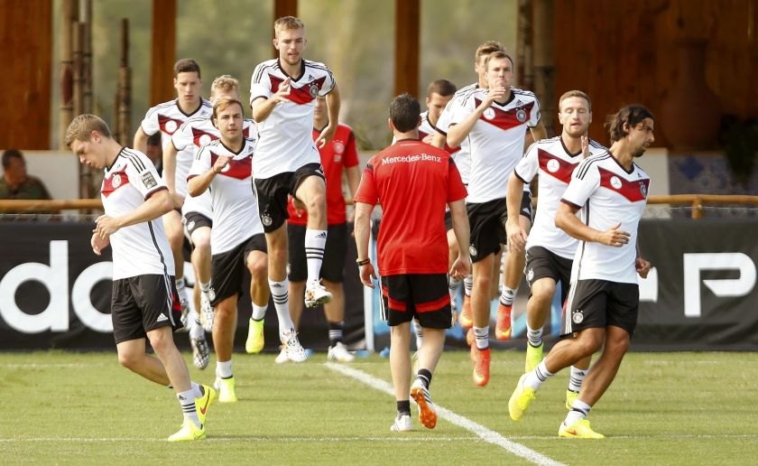 Germany's national football team attends a training session in the village of Santo Andre north of Porto Seguro June 28, 2014. u00e2u20acu201d Reuters pic