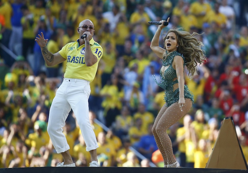 Singers Jennifer Lopez and Pitbull perform during the opening ceremony of the 2014 World Cup at the Corinthians arena in Sao Paulo June 12, 2014. u00e2u20acu201d Reuters pic