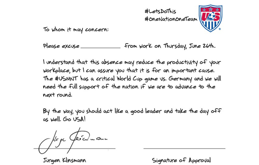 A screenshot of the note posted on Twitter by US Soccer. 