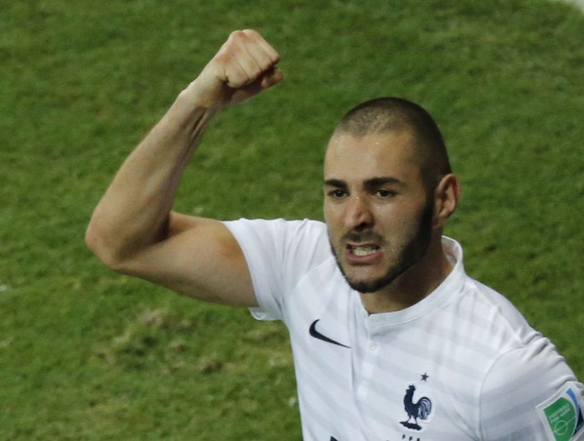 France's Karim Benzema celebrates after scoring a goal with his teammates during their 2014 World Cup Group E football match against Switzerland at the Fonte Nova arena in Salvador June 21, 2014. u00e2u20acu201d Reuters pic