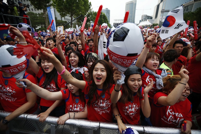 Football fans gather to watch a live TV broadcast of their 2014 World Cup Group H match against Russia, in Seoul June 18, 2014. u00e2u20acu201d Reuters pic