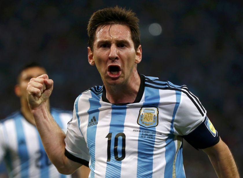 Argentina's Lionel Messi celebrates scoring a goal against Bosnia and Herzegovina u00e2u20acu201d Reuters pic