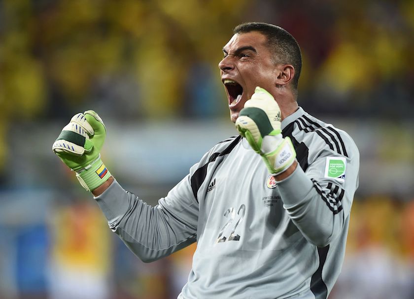 Colombiau00e2u20acu2122s goalkeeper Faryd Mondragon celebrates his teamu00e2u20acu2122s fourth goal against Japan during their 2014 World Cup Group C match at the Pantanal arena in Cuiaba June 24, 2014. u00e2u20acu201d Reuters pic