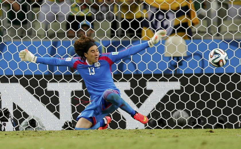 Mexico's goalkeeper Guillermo Ochoa makes a save during the 2014 World Cup Group A match between Brazil and Mexico at the Castelao arena in Fortaleza June 18, 2014.u00c2u00a0u00e2u20acu201d Reuters pic