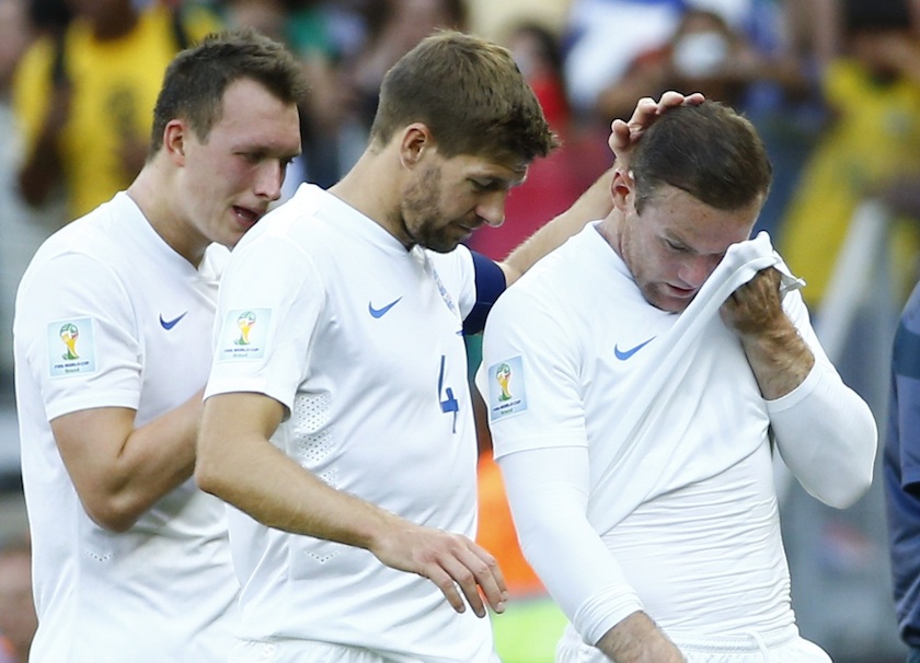 Englandu00e2u20acu2122s Phil Jones, Steven Gerrard and Wayne Rooney react after the match against Costa Rica during their 2014 World Cup Group D match at the Mineirao stadium in Belo Horizonte June 24, 2014. u00e2u20acu201d Reuters pic
