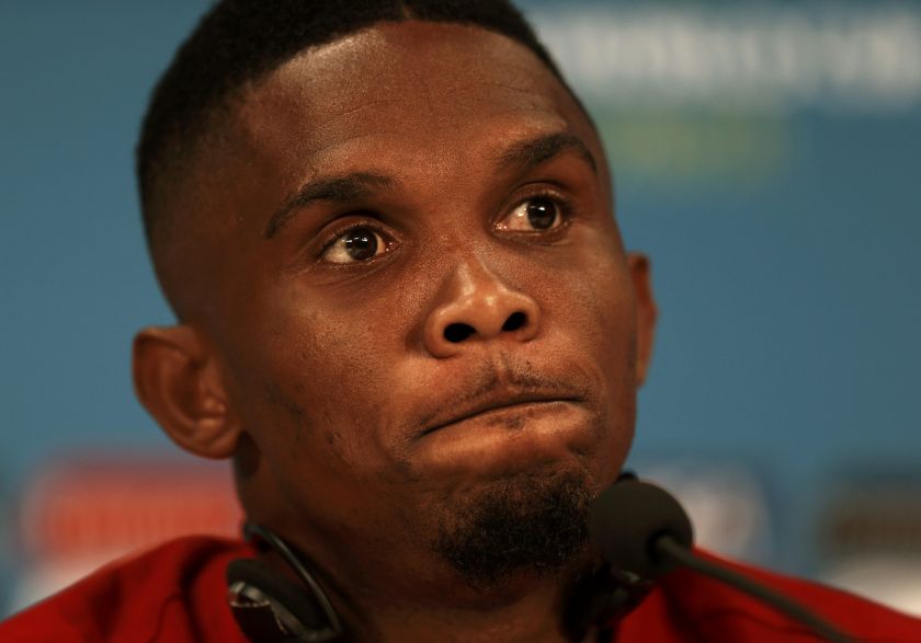 Cameroon player Samuel Eto'o gestures during a news conference before a team training at Arena da Amazonia stadium in Manaus, June 18, 2014.  u00e2u20acu201d Reuters pic