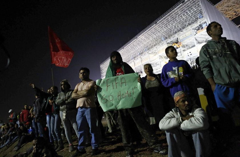 Members of Brazil's Homeless Workers' Movement (MTST) block a road during a protest in front of Sao Paulo's World Cup stadium June 4, 2014. u00e2u20acu201d Reuters pic