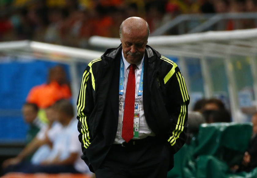 Spainu00e2u20acu2122s coach Vicente Del Bosque reacts during their World Cup Group B match against the Netherlands in Salvador June 13, 2014. u00e2u20acu201d Reuters pic