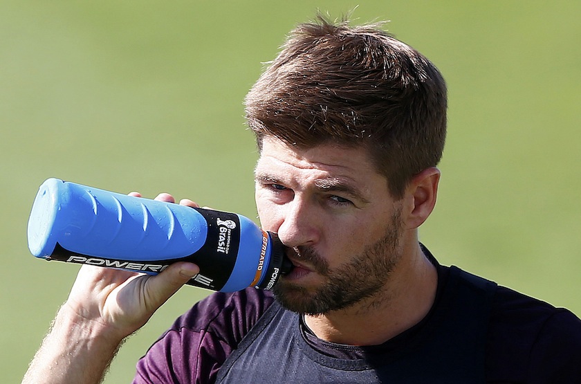 England's Steven Gerrard drinks during a training session ahead of the 2014 World Cup in Rio de Janeiro, June 9, 2014.u00c2u00a0u00e2u20acu201d Reuters pic