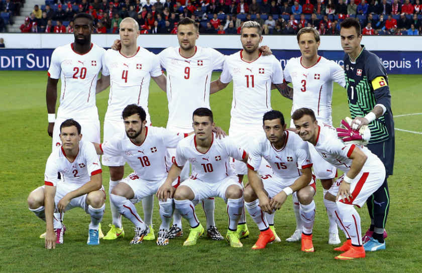 The Switzerland World Cup team posing for a group photo. u00e2u20acu201d Reuters pic