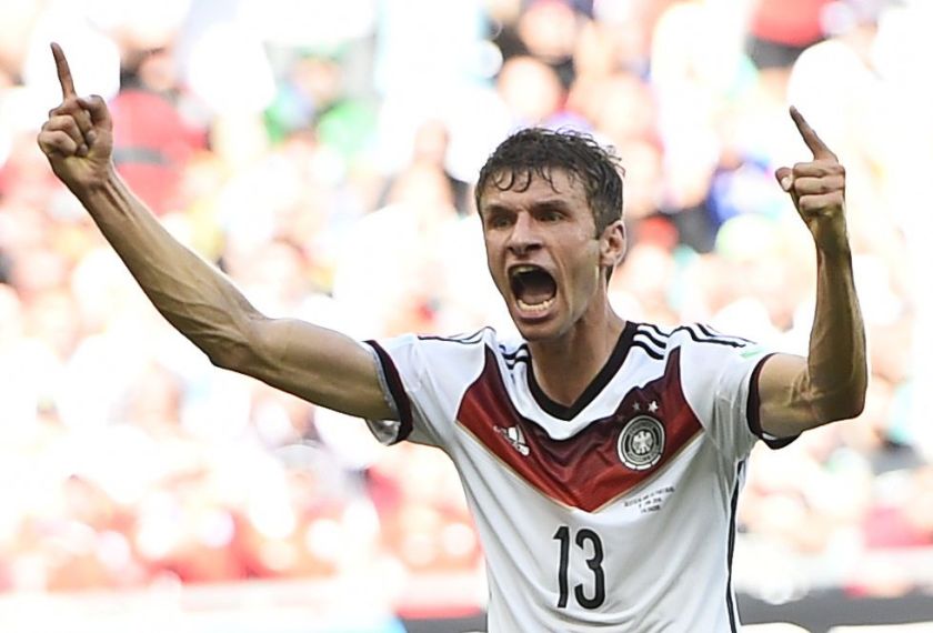 Germany's Thomas Mueller celebrates scoring his team's third goal, his second goal for the match, against Portugal during their 2014 World Cup Group G match at the Fonte Nova arena in Salvador, June 16, 2014. u00e2u20acu2022 Reuters pic