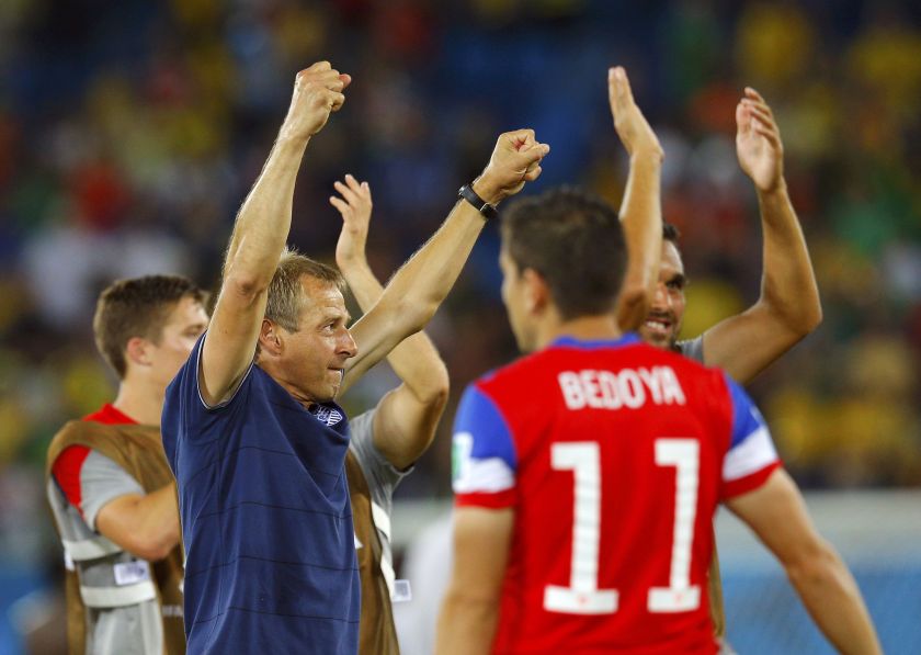 US coach Juergen Klinsmann (left) celebrates their win against Ghana after their 2014 World Cup Group G football match at the Dunas arena in Natal June 16, 2014. u00e2u20acu201d Reuters pic