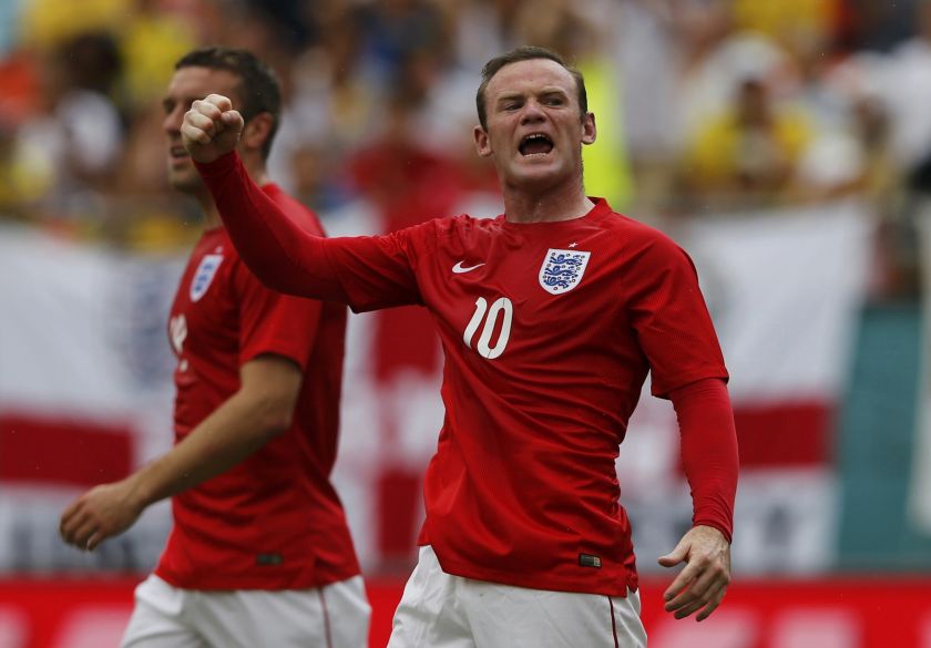 England's Wayne Rooney (right) celebrates with teammate Rickie Lambert after scoring a goal in an international friendly football match, ahead of the 2014 World Cup, in Miami June 4, 2014. u00e2u20acu201d Reuters pic 