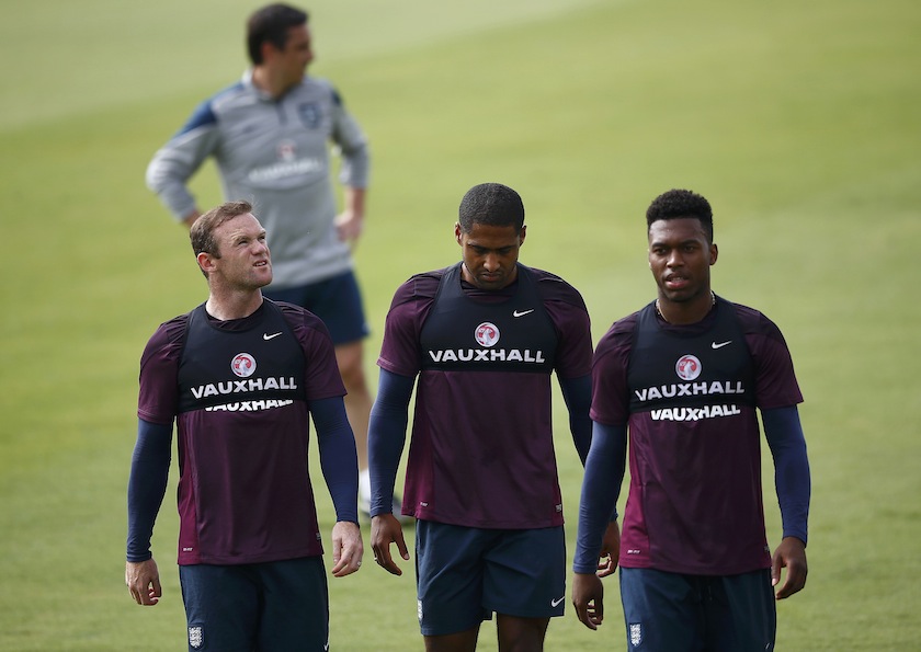 England's Wayne Rooney (left) Glen Johnson (centre) and Daniel Sturridge attend a training session ahead of the 2014 World Cup, in Rio de Janeiro June 11, 2014. u00e2u20acu201d Reuters pic