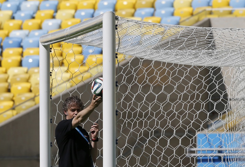 A ball is crossed over the line of a goal during a demonstration of the goal-line technology ahead of the 2014 World Cup at the Maracana stadium in Rio de Janeiro June 9, 2014.  u00e2u20acu201du00c2u00a0Reuters pic