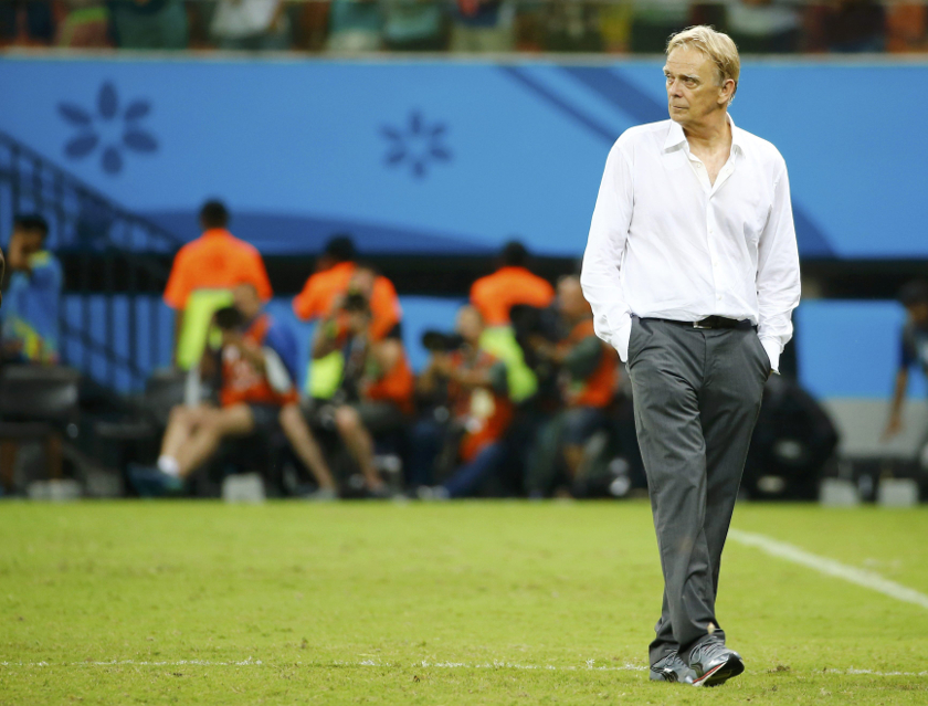 Cameroon's coach Volker Finke walks on the pitch after whistle at the 2014 World Cup Group A soccer match between Cameroon and Croatia at the Amazonia arena in Manaus June 18, 2014. u00e2u20acu201d Reuters pic