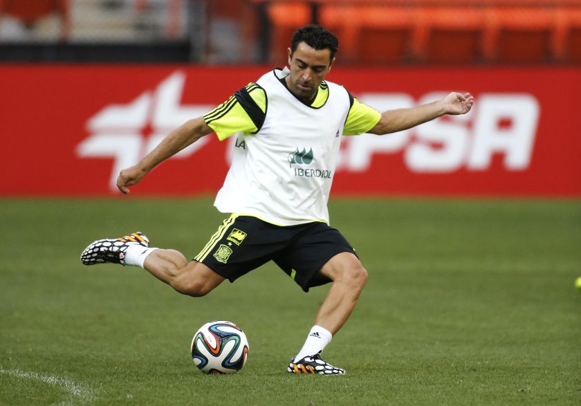 Xavi Hernandez participates in Spain's national football team training session at RFK Stadium in Washington June 5, 2014. u00e2u20acu201d Reuters pic