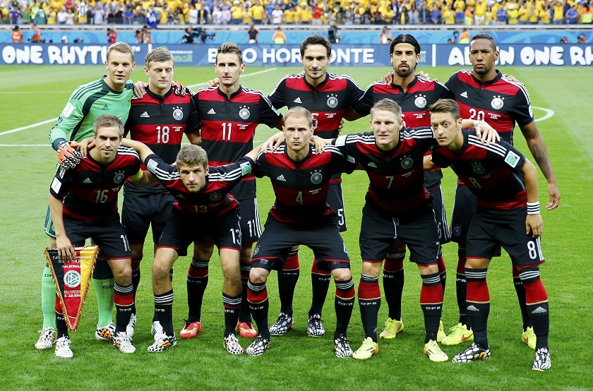 Germany's national soccer players pose for a team photo during their 2014 World Cup semi-finals against Brazil at the Mineirao stadium in Belo Horizonte July 8, 2014. u00e2u20acu201d Reuters pic