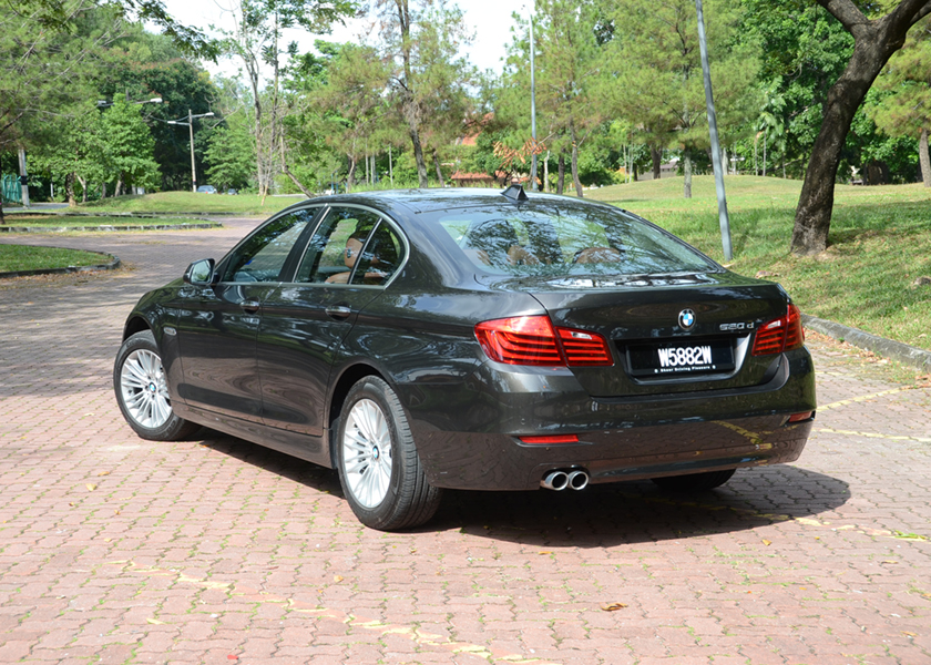 The rear view of the 520d is virtually identical to it’s petrol powerplant equivalents, July 26, 2014.