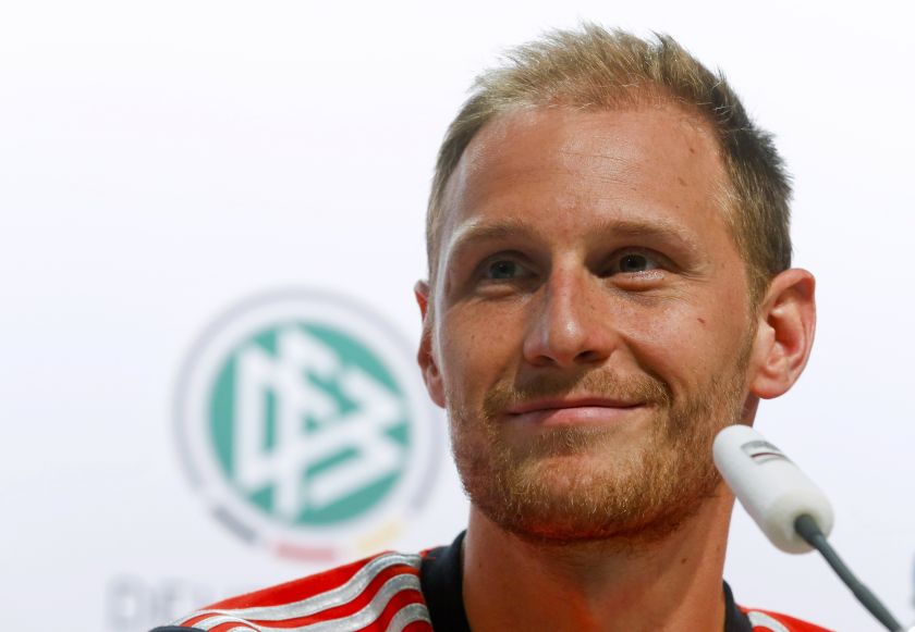 Germany's Benedikt Hoewedes smiles during a news conference in the village of Santo Andre north of Porto Seguro July 10, 2014. u00e2u20acu201d Reuters pic  