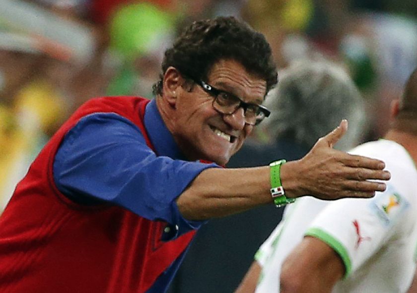 Russia's coach Fabio Capello of Italy gestures during their 2014 World Cup Group H match against Algeria at the Baixada arena in Curitiba in this June 26, 2014 file photo Reuters