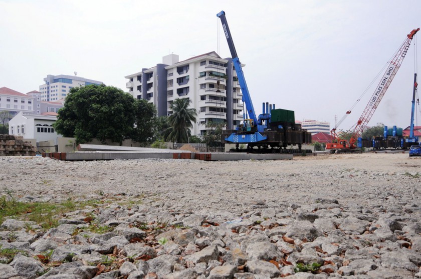 Penang State Exco Chow Kon Yeow said the heritage building at this development site was dismantled and will be reconstructed after piling work completed has been completed, July 25, 2014. u00e2u20acu201d Picture by K.E. Ooi