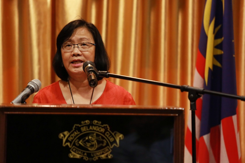 Maria Chin Abdullah addresses the crowd during a public policy talk with representatives from civil society groups at the Royal Selangor Club. u00e2u20acu201d Picture by Saw Siow Feng