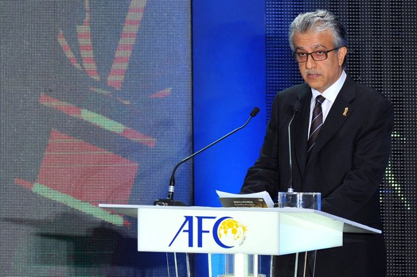 Shaikh Salman Bin Ebrahim Al Khalifa, President of the Asian Football Confederation (AFC) delivers his keynote address at the AFC Player of the Year ceremony at a hotel in Kuala Lumpur on November 26, 2013. u00e2u20acu201d Reuters pic  