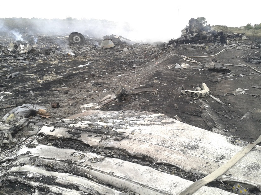 A general view shows the site of a Malaysia Airlines Boeing 777 (MH17) plane crash in the settlement of Grabovo in the Donetsk region, July 17, 2014. The Malaysian airliner was shot down over eastern Ukraine by pro-Russian militants killing all 295 people