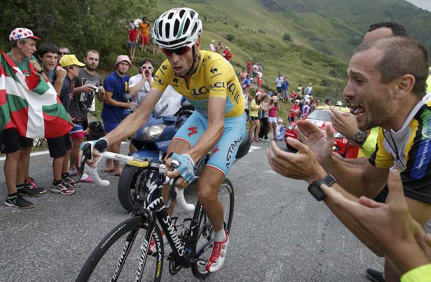 Race leader Astana team rider Vincenzo Nibali of Italy cycles to win the 145.5km 18th stage of the Tour de France cycling race between Pau and Hautacam July 24, 2014. u00e2u20acu201d Reuters pic