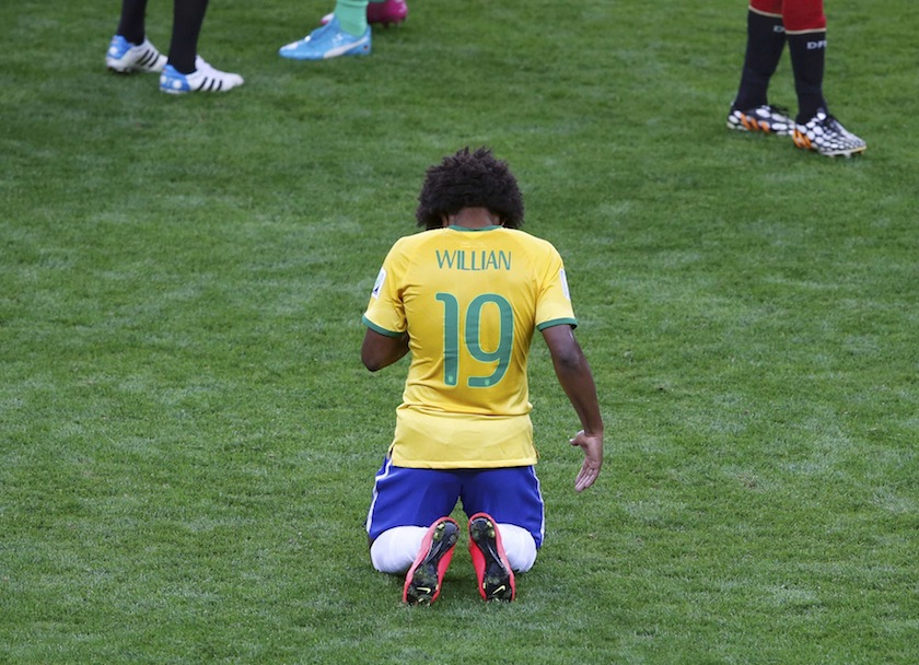 Brazil's Willian reacts after losing their 2014 World Cup semi-finals against Germany at the Mineirao stadium in Belo Horizonte July 9, 2014.u00c2u00a0u00e2u20acu201d Reuters pic