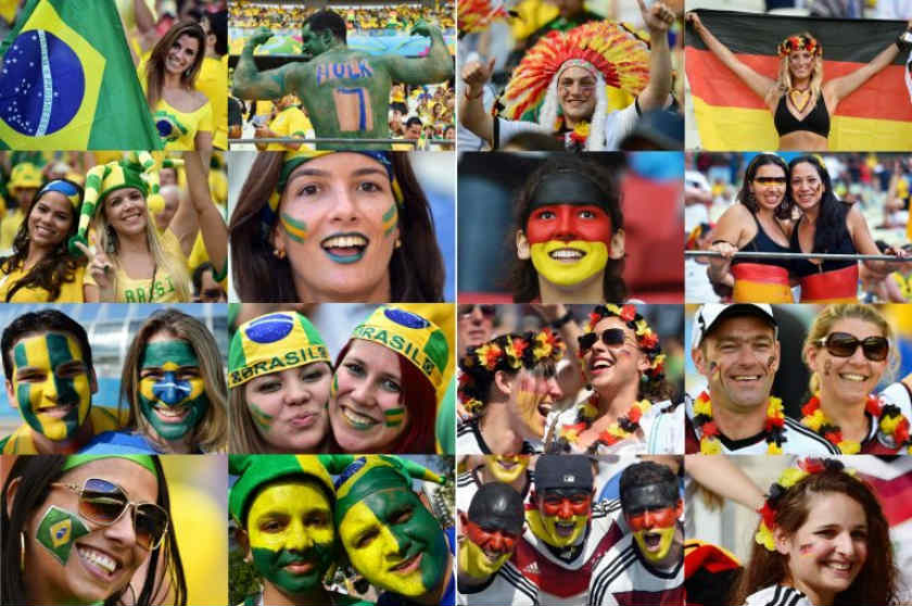 Brazil-Germany semi-final will see ardent fans with their colours on display. u00e2u20acu201d AFP pic
