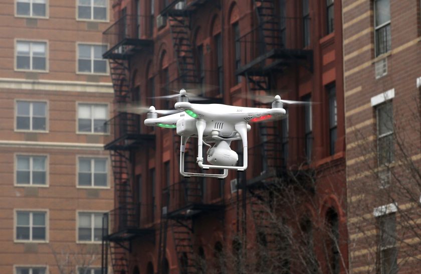A camera drone flown by Brian Wilson flies near the scene where two buildings were destroyed in an explosion, in the East Harlem section in New York City in this file photo from March 12, 2014. u00e2u20acu201d Reuters pic
