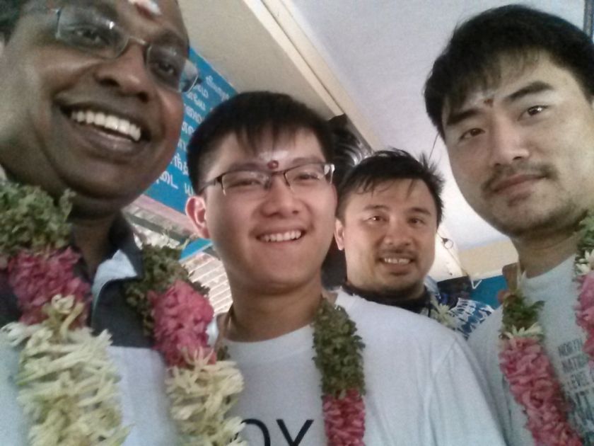 At the Konapet temple, from left to right (Me, Eddie, Ah Kit and Willie). — Picture by Praba Ganesan