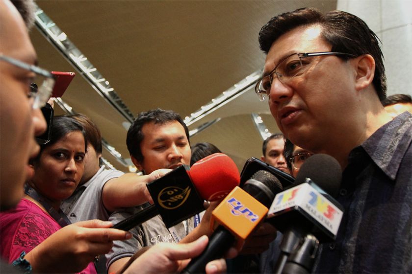 Transport Minister Datuk Seri Liow Tiong Lai speaks to reporters at the KLIA departure hall before departing to Kiev, July 19, 2014. u00e2u20acu2022 Picture by Yusof Mat Isa
