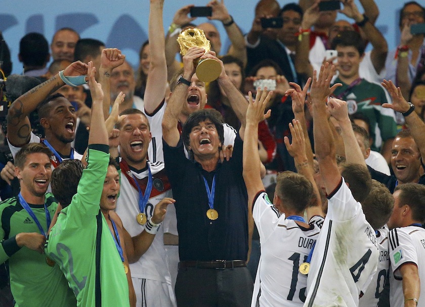 Germany's coach Joachim Loew lifts the World Cup trophy after his team won the 2014 World Cup final against Argentina at the Maracana stadium in Rio de Janeiro July 14, 2014.u00c2u00a0u00e2u20acu201d Reuters pic