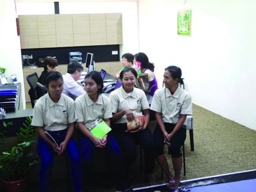 A maid agency at Bukit Timah Shopping Centre yesterday. u00e2u20acu201d Today pic