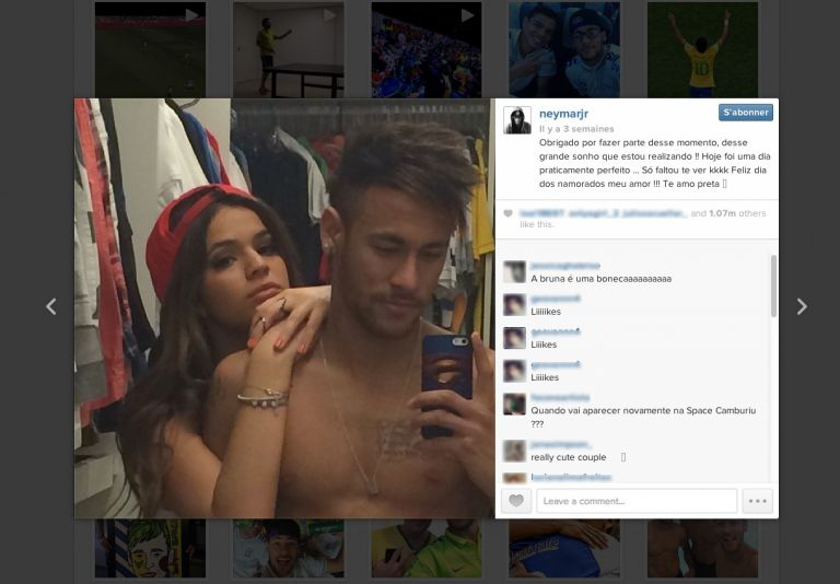 More than one million people clicked on 'like' when Neymar uploaded a selfie on the photo-sharing website Instagram showing his girlfriend resting her hands on his bare shoulder. u00e2u20acu201d AFP pic
