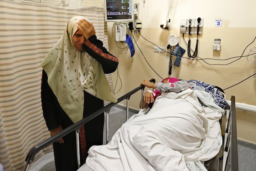 An injured Palestinian woman from Gaza receives treatment at the Al Hussein Medical Centre in Amman July 13, 2014. u00e2u20acu201d Reuters pic