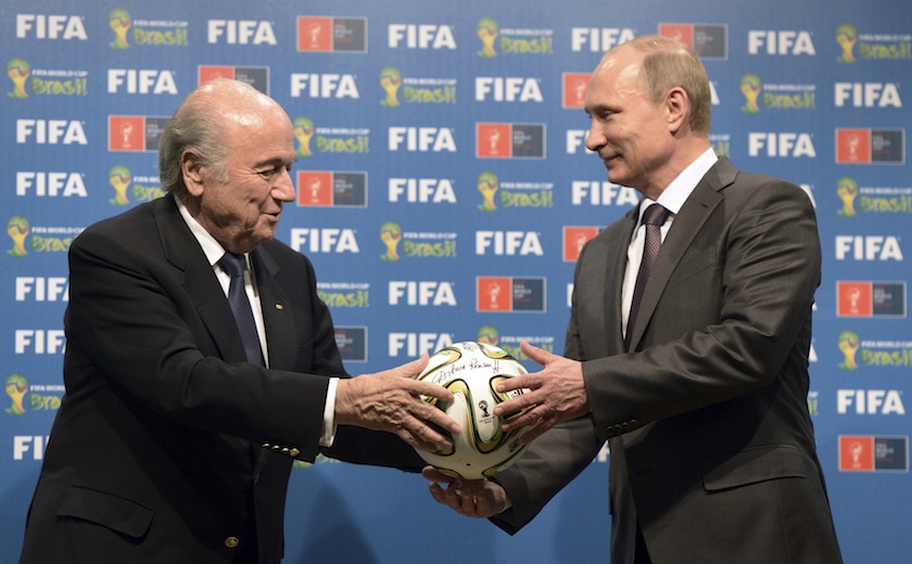 Russia's President Vladimir Putin (right) and FIFA President Sepp Blatter take part in the official hand over ceremony for the 2018 World Cup scheduled to take place in Russia, in Rio de Janeiro July 14, 2014.u00c2u00a0u00e2u20acu201d Reuters pic
