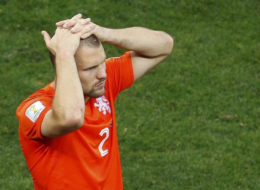 Ron Vlaar of the Netherlands reacts after they lost their 2014 World Cup semi-finals against Argentina at the Corinthians arena in Sao Paulo July 10, 2014. u00e2u20acu201d Reuters pic