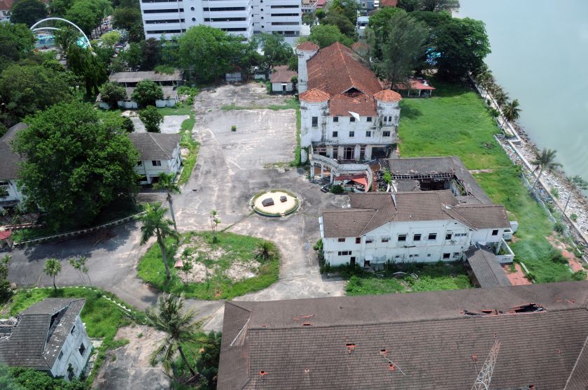 An aerial view of the group of buildings that made up the former Runnymede Hotel that are now left to fall into ruins. ― Picture by K.E.Ooi