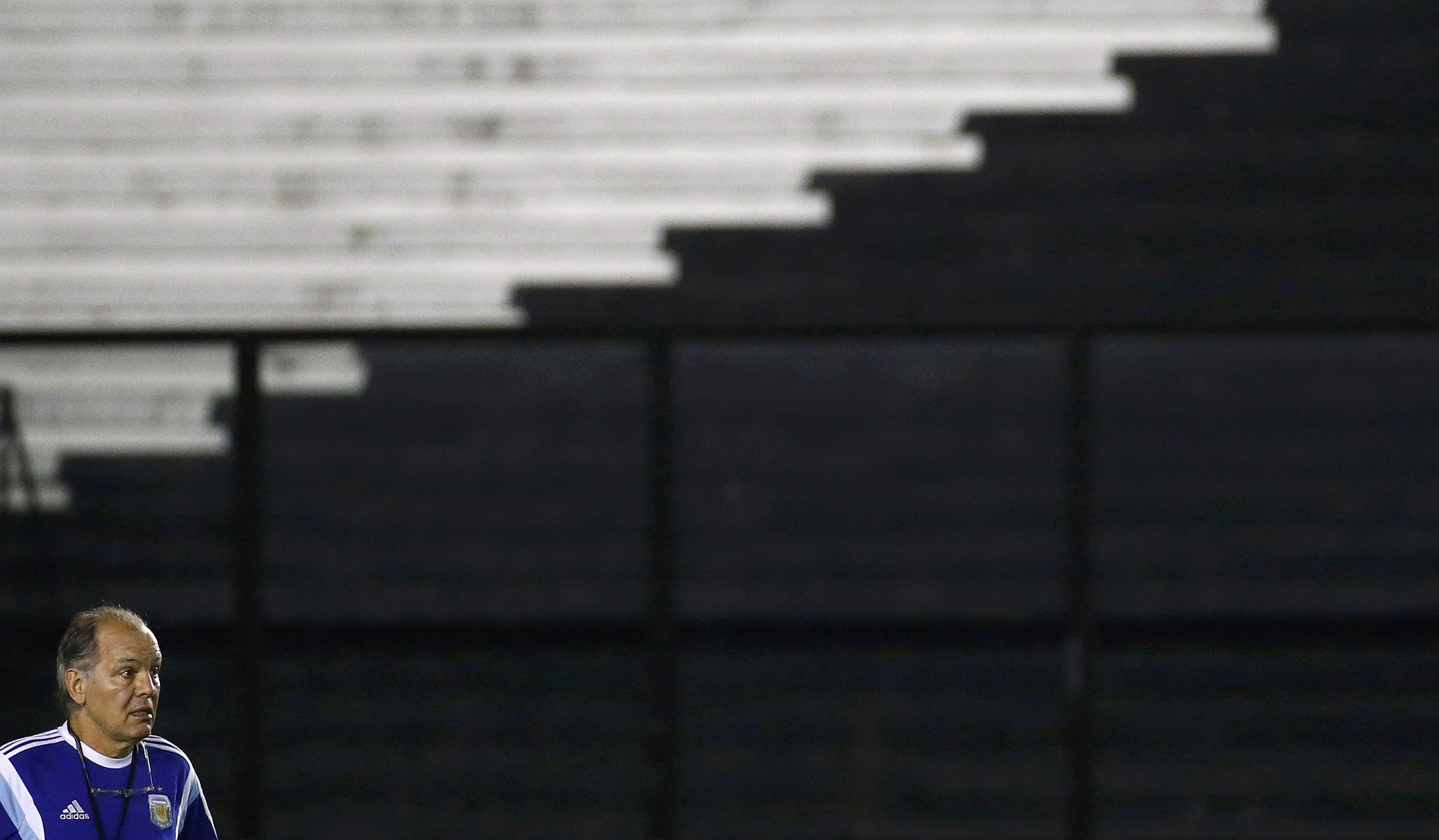 Argentina's national team coach Alejandro Sabella waits for his players to arrive prior to their training session in Rio de Janeiro July 13, 2014, ahead of their 2014 World Cup Final match against Germany on July 14.u00c2u00a0u00e2u20acu201d Reuters pic