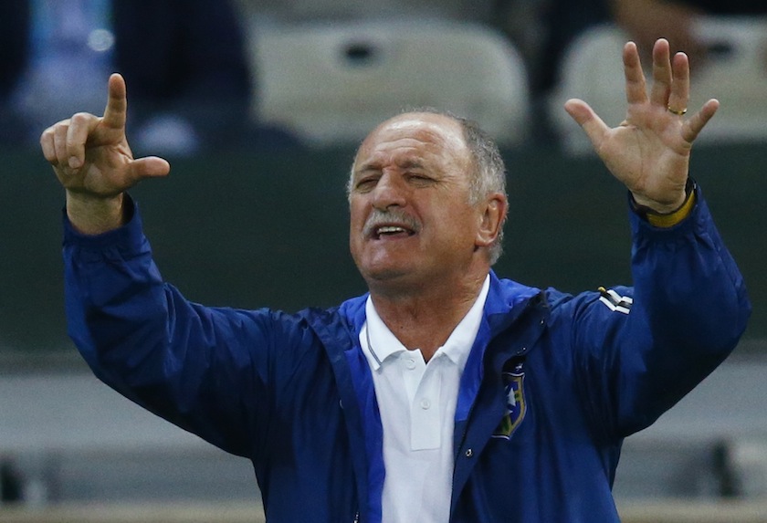 Brazil's coach Luiz Felipe Scolari gestures the number seven to his team during their 2014 World Cup semi-finals against Germany at the Mineirao stadium in Belo Horizonte July 9, 2014.u00c2u00a0u00e2u20acu201d Reuters pic