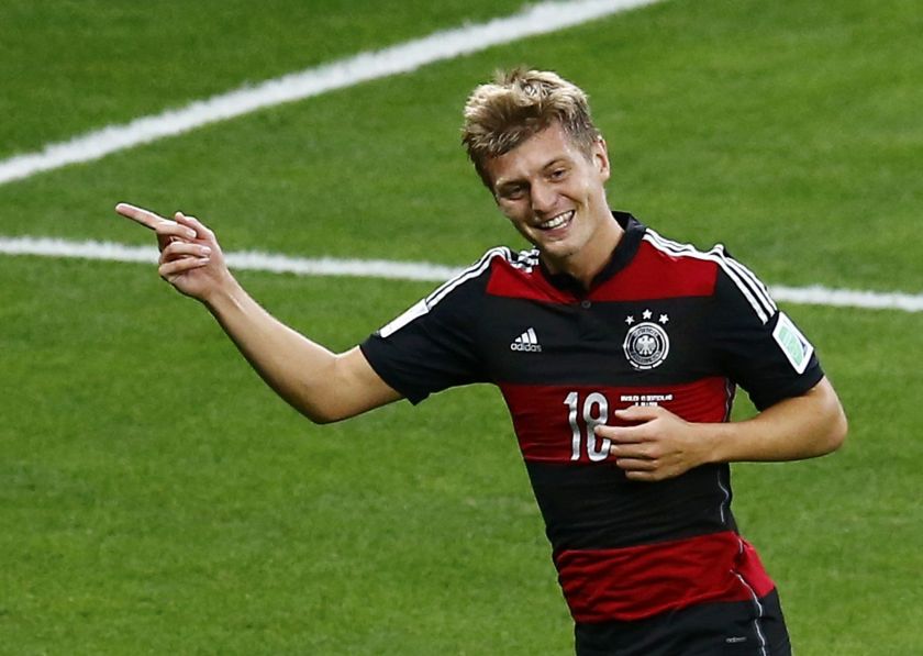 Germany's Toni Kroos celebrates scoring his team's fourth goal against Brazil during their 2014 World Cup semi-finals at the Mineirao stadium in Belo Horizonte July 9, 2014. u00e2u20acu201d Reuters pic