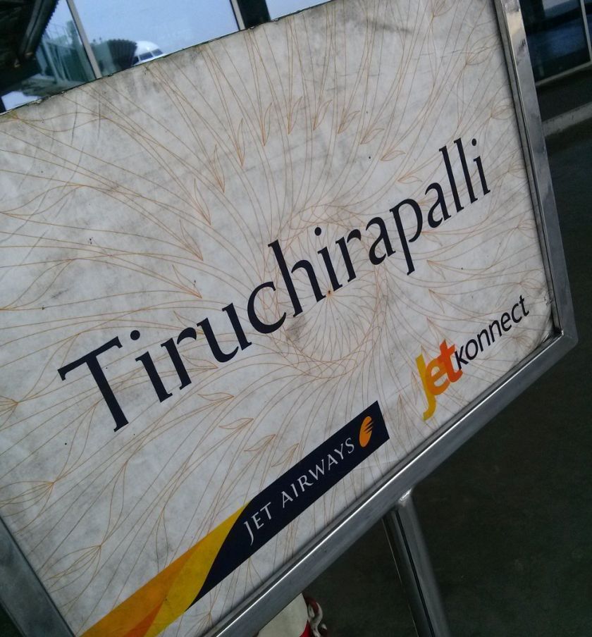 The sign says it all. At the airport and the trip is about to end. The British shortened Tiruchirappalli to Trichy for their own ease. — Picture by Praba Ganesan