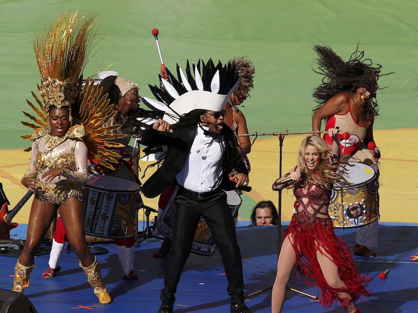 Shakira (right) and Carlinhos Brown perform during the 2014 World Cup closing ceremony at the Maracana stadium in Rio de Janeiro July 14, 2014.u00c2u00a0u00e2u20acu201d Reuters pic