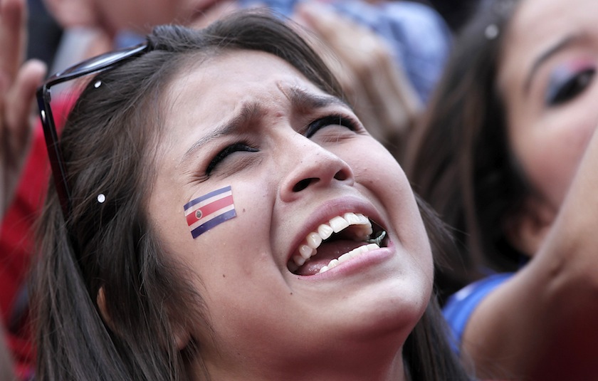 A Costa Rica fan reacts after their team lost to the Netherlands, during the 2014 World Cup quarter-finals match at Democracia square in San Jose July 6, 2014.u00c2u00a0u00e2u20acu201du00c2u00a0Reuters pic