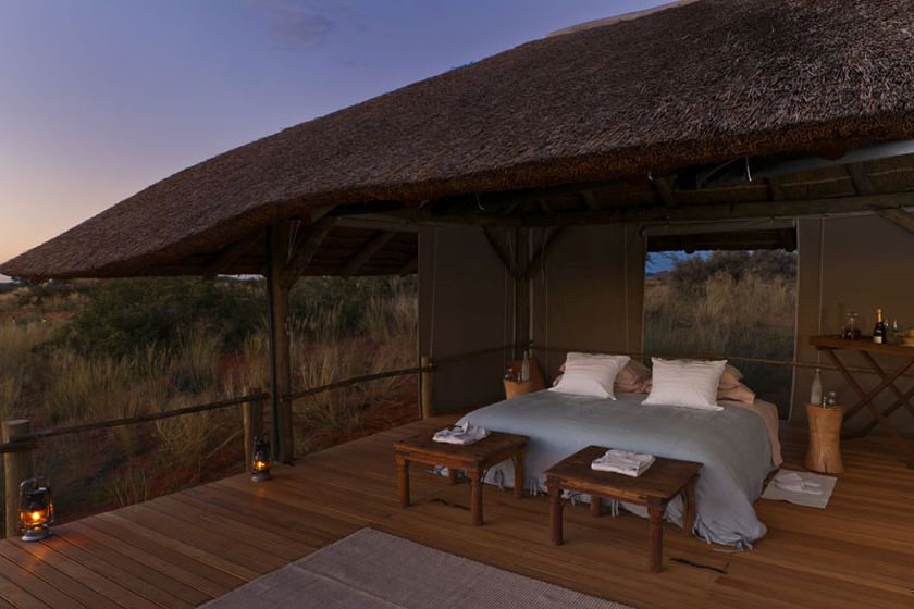 At the Twsalu Kalahari game reserve in South Africa, guests sleep on an above-ground terrace that is perfect for stargazing. u00e2u20acu201d Picture by Twsalu Kalahari